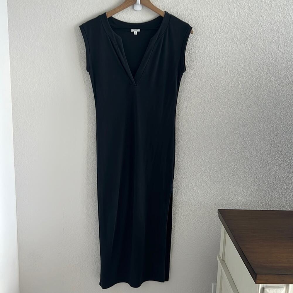 Tavik Black Mini Rib Maxi Dress V-Neck Casual Neutral Minimalist Dress XS
